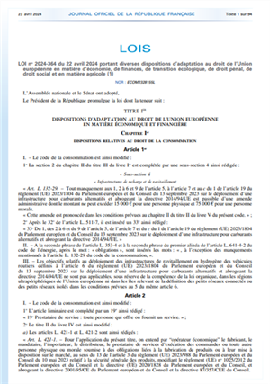 Loi du 22 avril 2024 portant diverses dispositions d'adaptation au droit de l'Union européenne, notamment concernant les congés payés